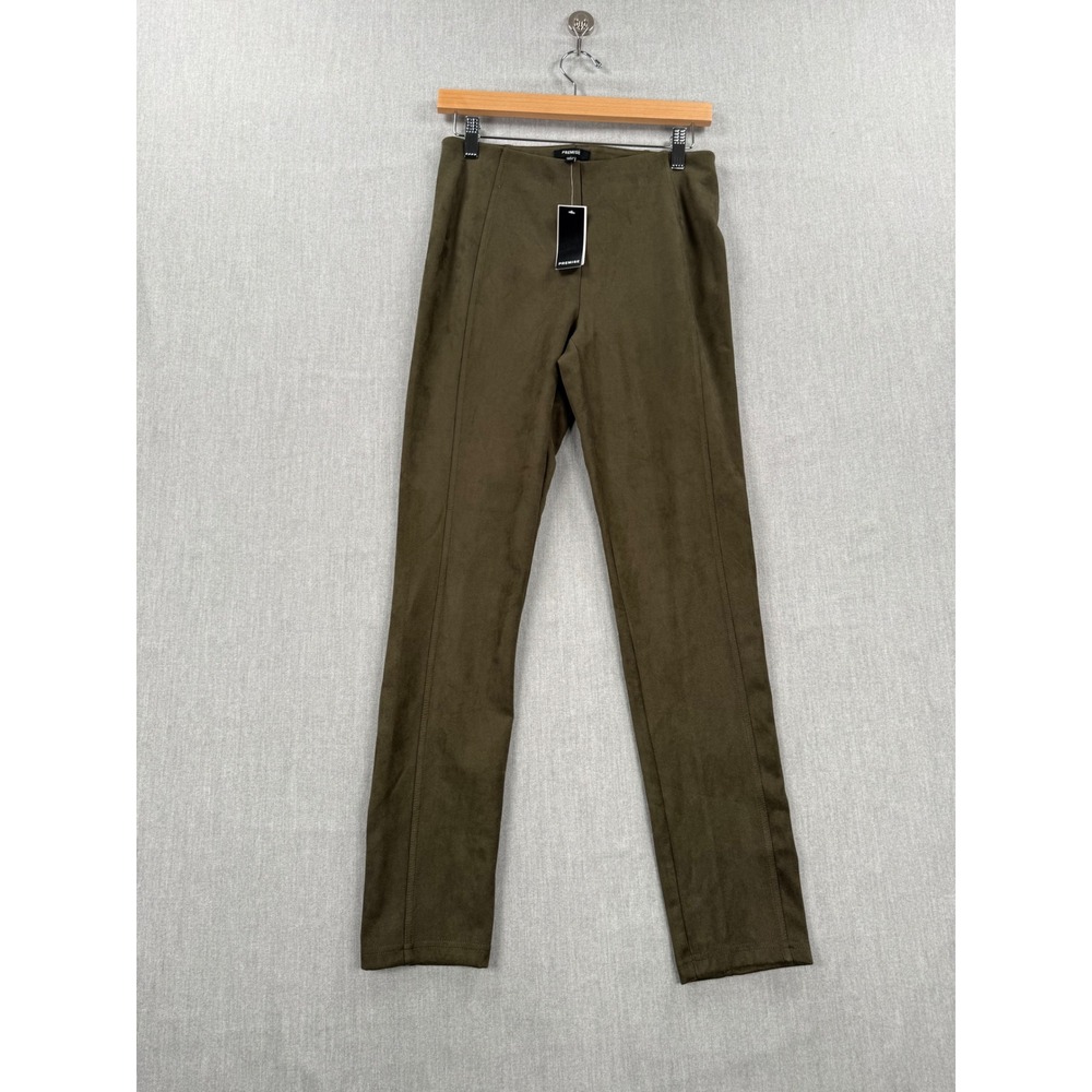 Premise Womens Faux Suede Leggings Olive Green High Rise‎ Pants  Size S NWT